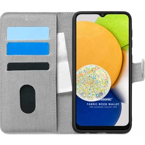 Samsung Galaxy A03 Kılıf Fabric Book Wallet Gri