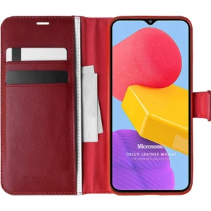 Samsung Galaxy M13 Kılıf Delux Leather Wallet Kırmızı