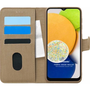 Samsung Galaxy A03 Kılıf Fabric Book Wallet Gold