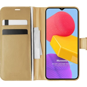 Samsung Galaxy M13 Kılıf Delux Leather Wallet Gold