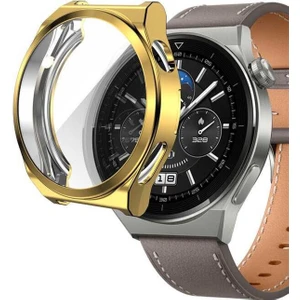 Huawei Watch Gt 3 Pro 46MM Titanyum Kılıf 360 Full Round Soft Silicone Gold