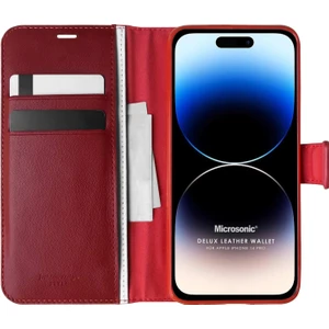 Apple iPhone 14 Pro Kılıf Delux Leather Wallet Kırmızı