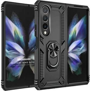 Samsung Galaxy Z Fold 4 Kılıf Military Ring Holder Siyah
