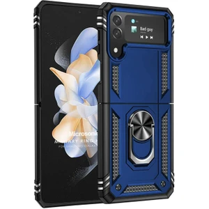 Samsung Galaxy Z Flip 4 Kılıf Military Ring Holder Lacivert