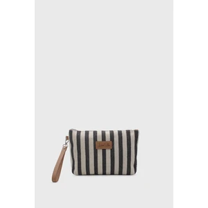 Kadın Siyah Çizgili Keten Clutch Çanta
