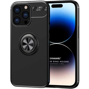 Apple iPhone 14 Pro Kılıf Kickstand Ring Holder Siyah