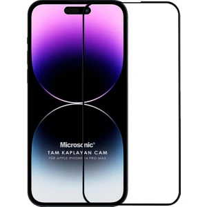 Apple iPhone 14 Pro Max Tam Kaplayan Temperli Cam Ekran Koruyucu Siyah