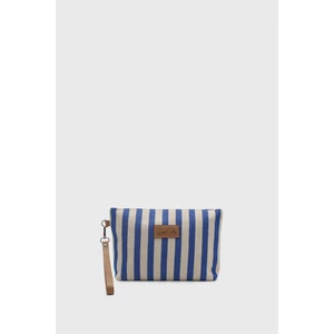 Kadın Mavi Çizgili Keten Clutch Çanta