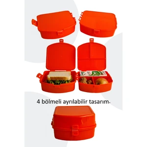 4 Bölmeli Yemek Kabı Sandviç Kutusu Lunchbox Lunch Box Beslenme Bölmeli Yemek Kabı Yemek Kutusu