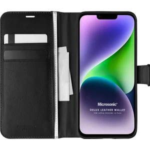 Apple iPhone 14 Plus Kılıf Delux Leather Wallet Siyah