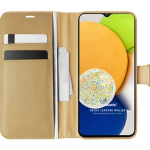 Samsung Galaxy A03 Kılıf Delux Leather Wallet Gold
