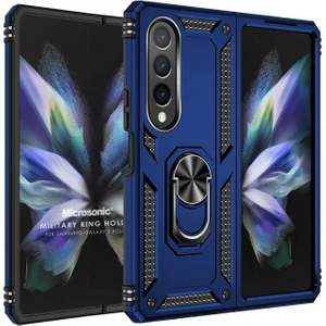 Samsung Galaxy Z Fold 4 Kılıf Military Ring Holder Lacivert
