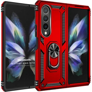Samsung Galaxy Z Fold 4 Kılıf Military Ring Holder Kırmızı