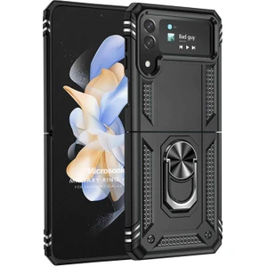Samsung Galaxy Z Flip 4 Kılıf Military Ring Holder Siyah