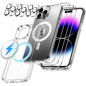M.TK Moveteck Iphone 14 Pro Max Manyetik Kılıf Magsafe Tutucu Ekran Koruyucu ve Lens Koruyucu 3'lü Set 3in1