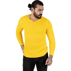 Kare Desenli Dar Kesim V Yaka Triko Kazak 2300341