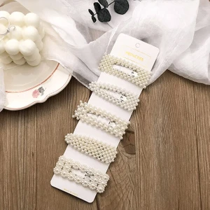 Çelik Online Kadın 5'li Inci Model Yan Çıt Çıt Saç Tokası Seti
