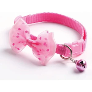 Papyonlu Kedi ve Küçük Irk Köpek Boyun Tasması Çıngıraklı Pembe