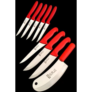 9 Parça Bıçak Seti Red Serisi Mutfak Bıçakları