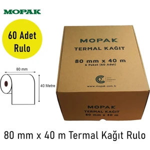 80X40 Termal Rulo Adisyon Yazarkasa Pos Fiş Bilgi 80*40 Yemek Fişi Termal Rulosu 1koli 60RULO
