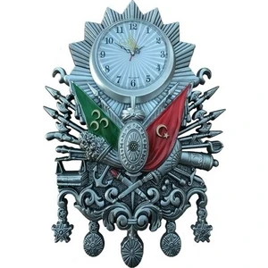 Duvar Saati  Osmanlı Devlet Armalı  Gümüş Renk