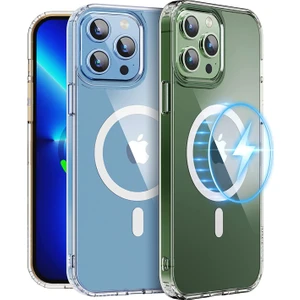 Novstrap Apple iPhone 13 Pro Max Kılıf 6.7 Şeffaf Magsafe Uyumlu Kamera Korumalı Sararmayan Kapak