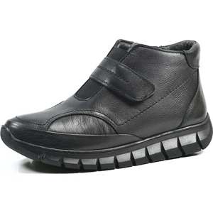 3607 Hakiki Deri Siyah Kemik Çıkıntılı Cırtlı Ortopedik Kadın Anne Bot