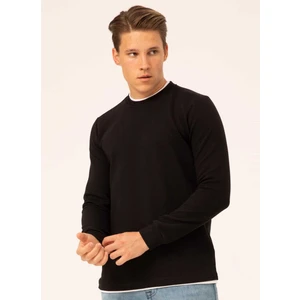 O Yaka Armürlü Siyah Erkek Kazak TR2013700262