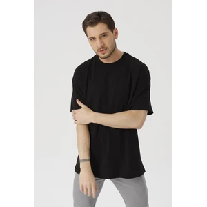 Erkek Siyah Oversize Basic Kısa Kollu T-Shirt