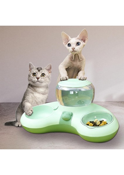 2'si 1 Arada Kedi ve Köpek Mama Kasesi Otomatik Su Sebili - Yeşil (Yurt Dışından) fiyatları