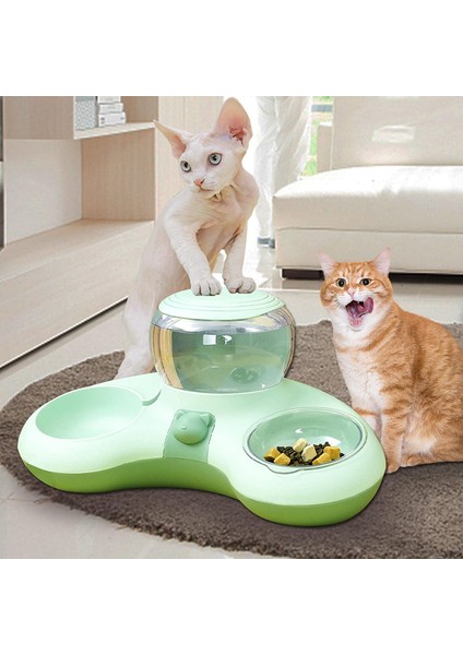 2'si 1 Arada Kedi ve Köpek Mama Kasesi Otomatik Su Sebili - Yeşil (Yurt Dışından) modelleri