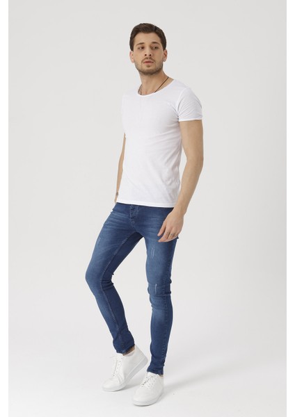 Erkek Beyaz Kısa Kollu Pis Yaka Slim Fit T-Shirt