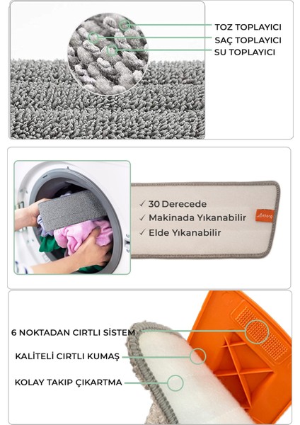 Wipe Sprey Mop Turuncu - 2 Mop Bezli - Tıpasız Sistem - 700 Cc Su Hazneli (üretici Garantili)