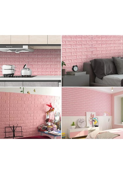 NW03 Pembe Tuğla Kendinden Yapışkanlı Yumuşak Esnek Duvar Paneli