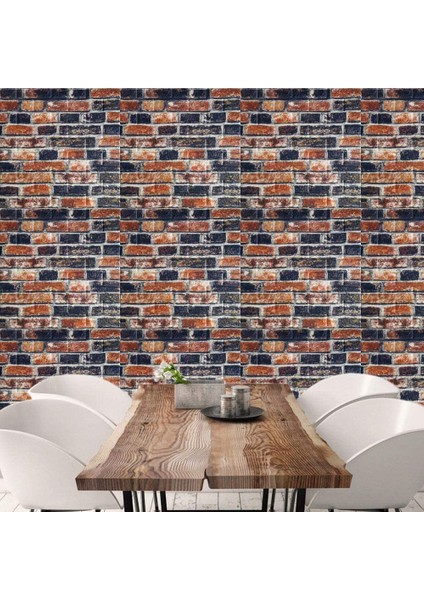 3D Lacivert Kiremit Tuğla Desen Kendinden Yapışkanlı Duvar Kağıdı Paneli NW61