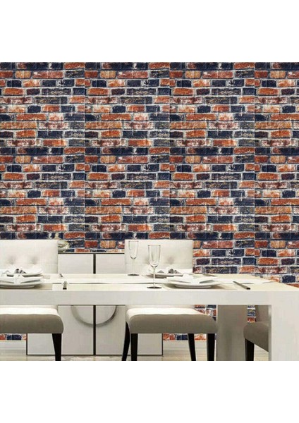 3D Lacivert Kiremit Tuğla Desen Kendinden Yapışkanlı Duvar Kağıdı Paneli NW61