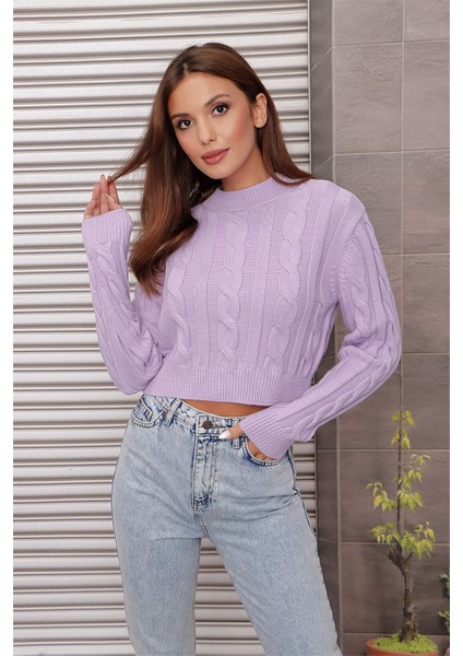 Yarım Balıkçı Yaka Saç Örgülü Kısa Crop Siyah Kazak modelleri