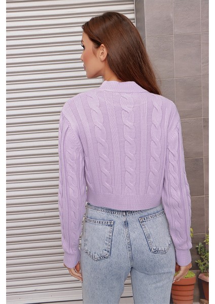 Yarım Balıkçı Yaka Saç Örgülü Kısa Crop Siyah Kazak fırsatları