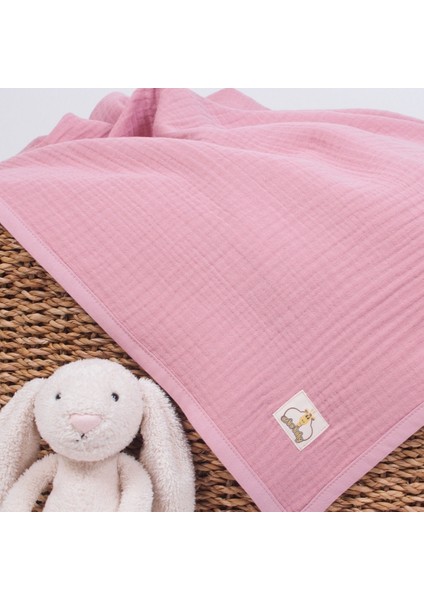 Organik Pamuk 4 Katlı Müslin Bebek Battaniyesi - Pembe Renk fiyatları
