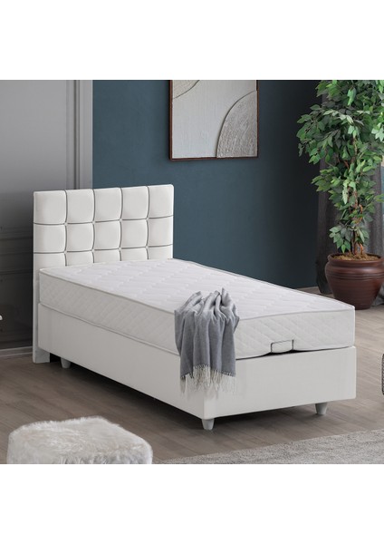 Tavira Tek Kişilik Baza Başlık Letto Yatak - Beyaz