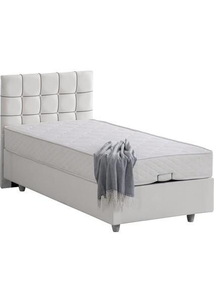 Tavira Tek Kişilik Baza Başlık Letto Yatak - Beyaz