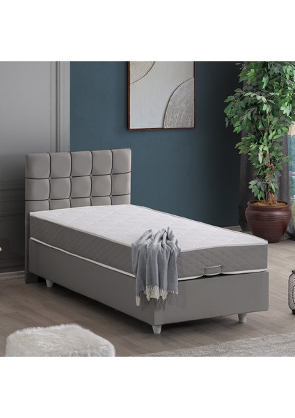 Tavira Tek Kişilik Baza Başlık Letto Yatak - Gri