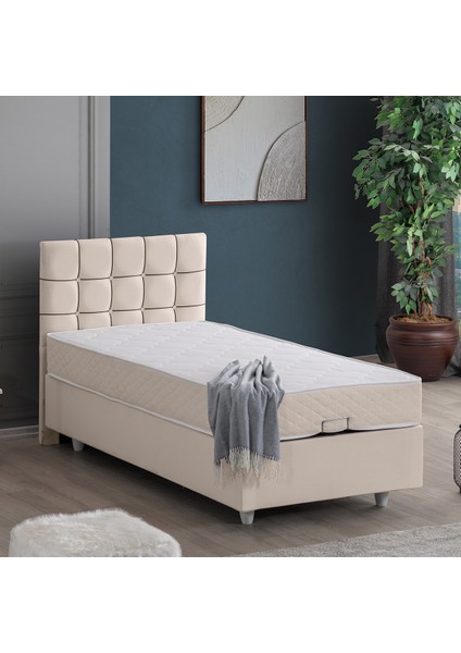 Tavira Tek Kişilik Baza Başlık Letto Yatak - Krem
