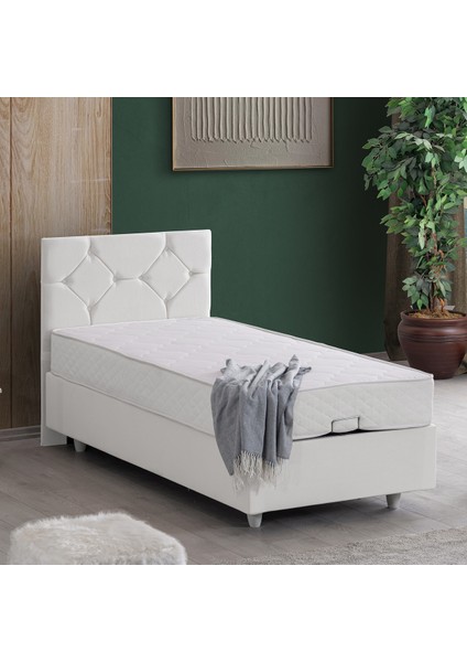 Glamis Tek Kişilik Baza Başlık Letto Yatak Seti - Beyaz