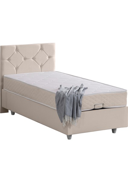 Glamis Tek Kişilik Baza Başlık Letto Yatak Seti - Krem
