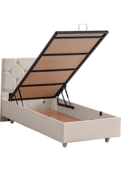 Glamis Tek Kişilik Baza Başlık Letto Yatak Seti - Krem