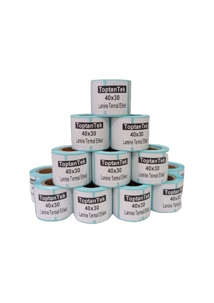 Termal Etiket 40X30 Lamine Termal Etket 12' Li Eko Paket 40X30+12