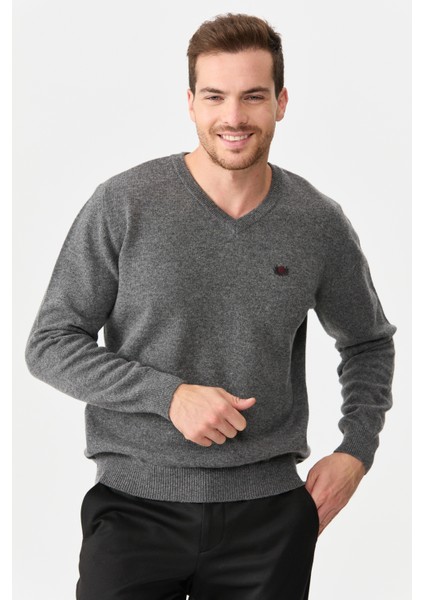 Erkek V Yaka Klasik Yün Kazak O.füme indirimleri