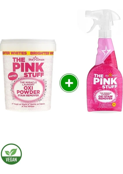 The Pink Stuff Mucizevi Oxi Leke Çıkarıcı Sprey 500 ml + Mucizevi Oxi Toz Leke Çıkarıcı Beyazlar 1 kg