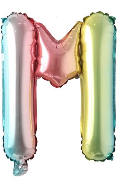M Harf Gökkuşağı Folyo BALON16 Inç 36 cm